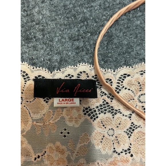 Via Nicci Romantic Nude Beige Floral Lace Slip dress‎ sheer lingerie size large - Picture 5 of 11